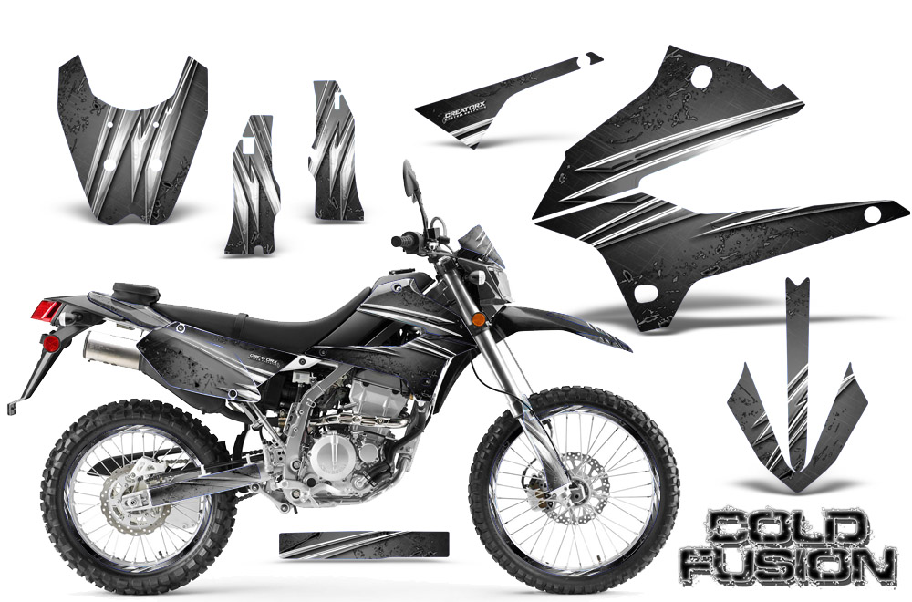 Kawasaki KLX DTRACK Graphics Kit Cold Fusion Silver NP Rims